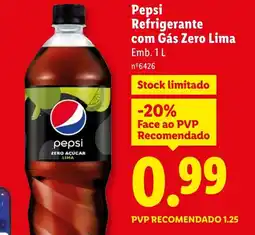 Lidl Pepsi Refrigerante com Gás Zero Lima promoção