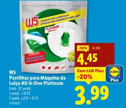 Lidl W5 Pastilhas para Máquina da Loiça All in One Platinum promoção