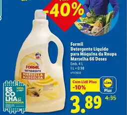 Lidl Formil Detergente Líquido para Máquina da Roupa Marselha 66 Doses promoção