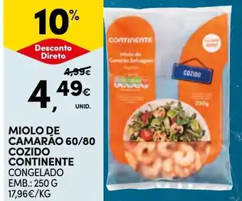 Continente Miolo de camarao 60/80 cozido continente promoção