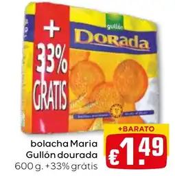 Bolama bolacha Maria Gullón dourada promoção