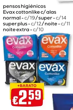 Bolama pensos higiénicos Evax cottonlike promoção
