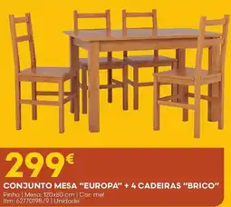 Bricomarché Conjunto mesa "europa" + 4 cadeiras "brico" promoção