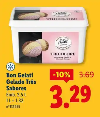 Lidl Bon Gelati Gelado Três Sabores promoção