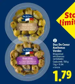 Lidl Duc De Coeur Azeitonas Verdes promoção