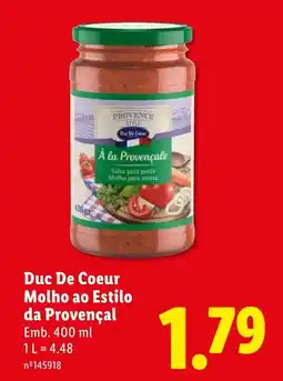 Lidl Duc De Coeur Molho ao Estilo da Provençal promoção