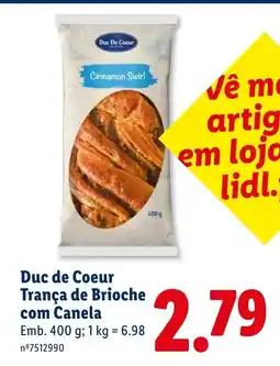 Lidl Duc de Coeur Trança de Brioche com Canela promoção