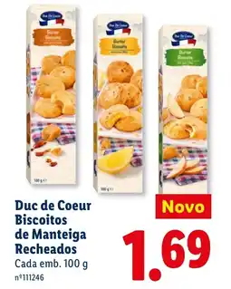 Lidl Duc de Coeur Biscoitos de Manteiga Recheados Cada promoção
