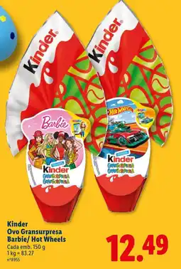 Lidl Kinder Ovo Gransurpresa Barbie/Hot Wheels Cada promoção