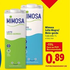 Lidl Mimosa Leite Magro/ Meio-gordo promoção