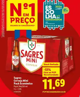 Lidl Sagres Cerveja Mini Pack Económico promoção