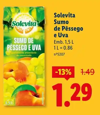 Lidl Solevita Sumo de Pêssego e Uva promoção