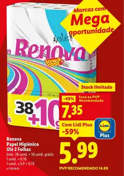 Lidl Renova Papel Higiénico Olé 2 Folhas promoção
