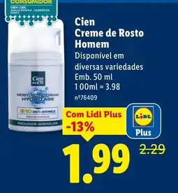 Lidl Cien Creme de Rosto Homem promoção