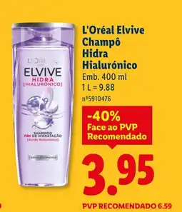 Lidl L'Oréal Elvive Champô Hidra Hialurónico promoção