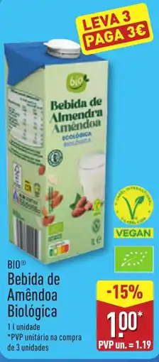 ALDI BIO Bebida de Amêndoa Biológica promoção