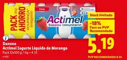 Lidl Danone Actimel Iogurte Líquido de Morango promoção