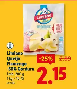 Lidl Limiano Queijo Flamengo -50% Gordura promoção