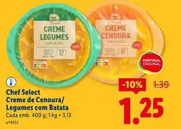 Lidl Chef Select Creme de Cenoura/ Legumes com Batata Cada promoção