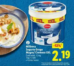 Lidl Milbona Iogurte Grego Magro/ Cremoso XXL promoção