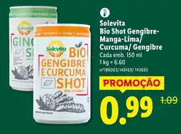 Lidl Solevita Bio Shot Gengibre- Manga-Lima/ Curcuma/Gengibre promoção