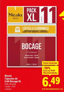 Lidl Nicola Cápsulas de Café Bocage XL promoção