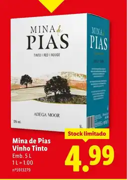 Lidl Mina de Pias Vinho Tinto promoção
