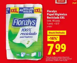 Lidl Floralys Papel Higiénico Reciclado XXL promoção