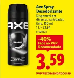 Lidl Axe Spray Desodorizante promoção