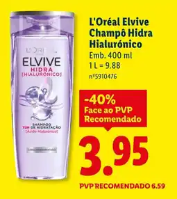 Lidl L'Oréal Elvive Champô Hidra Hialurónico promoção