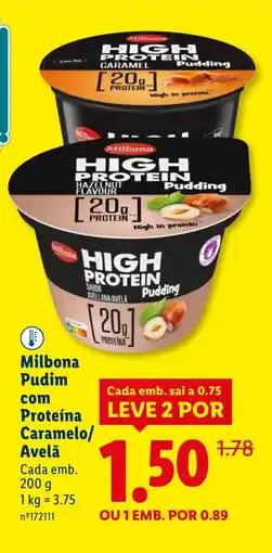 Lidl Milbona Pudim com Proteína Caramelo/ Avelã promoção