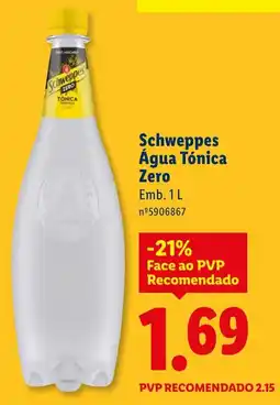 Lidl Schweppes Água Tónica Zero promoção