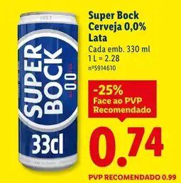 Lidl Super Bock Cerveja 0,0% Lata promoção