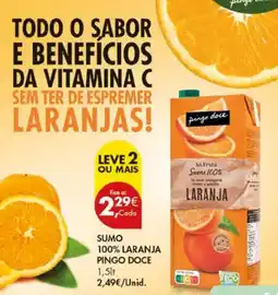 Pingo Doce Sumo 100% laranja pingo doce promoção
