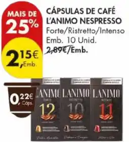 Pingo Doce Cápsulas de café l'animo nespresso promoção
