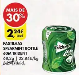 Pingo Doce Pastilhas spearmint bottle 60m trident promoção