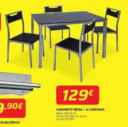 Bricomarché Conjunto mesa + 4 cadeiras promoção