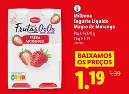 Lidl Milbona Iogurte Líquido Magro de Morango promoção
