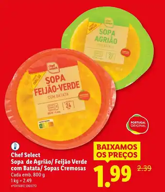 Chef Select Sopa de Agrião/ Feijão Verde com Batata/ Sopas Cremosas Cada