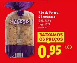 Lidl Pão de Forma 5 Sementes promoção