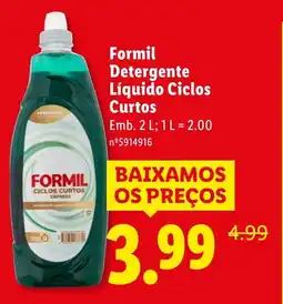 Lidl Formil Detergente Líquido Ciclos Curtos promoção