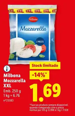 Lidl Milbona Mozzarella XXL promoção