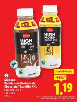 Lidl Milbona Bebida com Proteína de Chocolate/Baunilha XXL Cada promoção