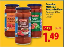 Lidl Combino Molho de Tomate Italiano promoção
