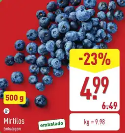 ALDI Mirtilos Embalagem promoção