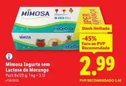 Lidl Mimosa Iogurte sem Lactose de Morango promoção