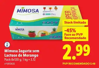 Lidl Mimosa Iogurte sem Lactose de Morango promoção