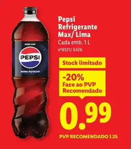 Lidl Pepsi Refrigerante Max/Lima promoção