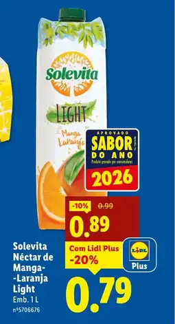 Lidl Solevita Néctar de Manga-Laranja Light promoção