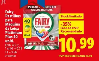 Fairy Pastilhas para Máquina da Loiça Platinium Plus 40 unid.